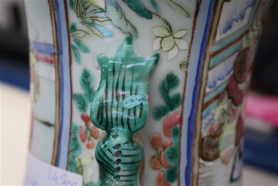 A pair of large Chinese famille rose vases, 19th century, painted with emperors and court figures height 61.5cm